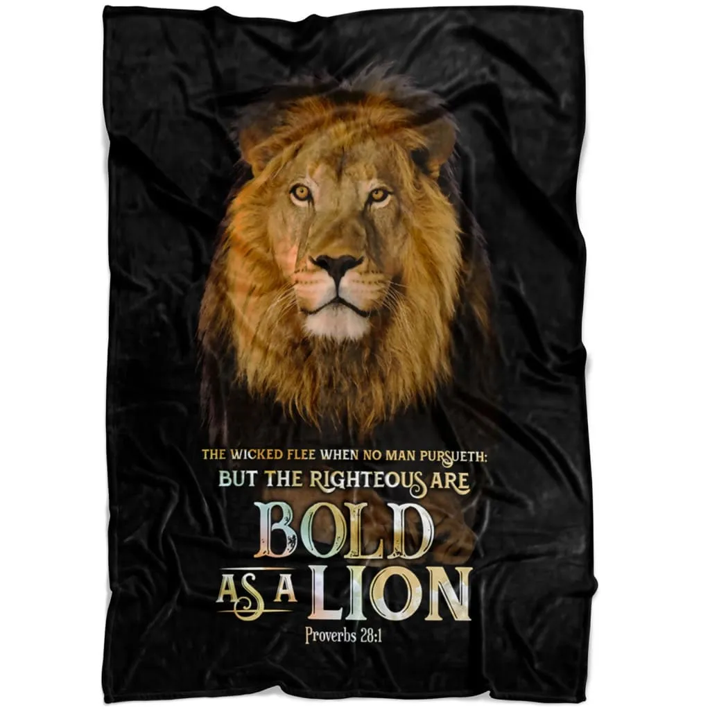 Proverbs 281 Kjv The Righterous Are Bold As A Lion Fleece Blanket - Christian Blanket - Bible Verse Blanket