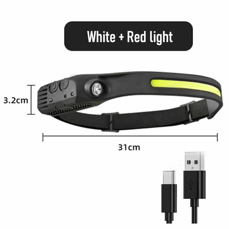 Rechargable Headlamp, Camping Accessories Gear, Waterproof Head Led Lights