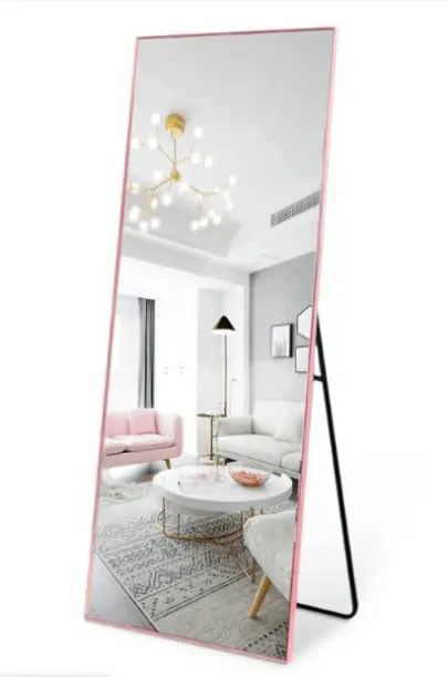 Sam Home Collection Full Length Mirror with Sturdy Stand for Checking Yourself from All Angles (Pink)