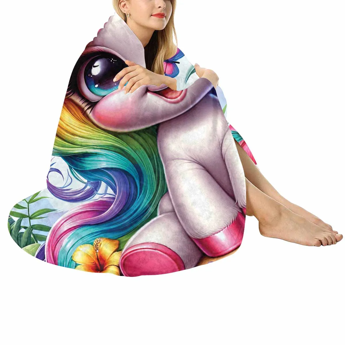 Unicorn_Awd35129  Circular Micro Fleece Blanket 47"