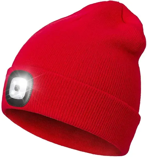 Unisex LED Beanie Hat with Light Gift for Men and Women With battery Winter Knit Lighted Headlight Hats Portable Headlamp Torch