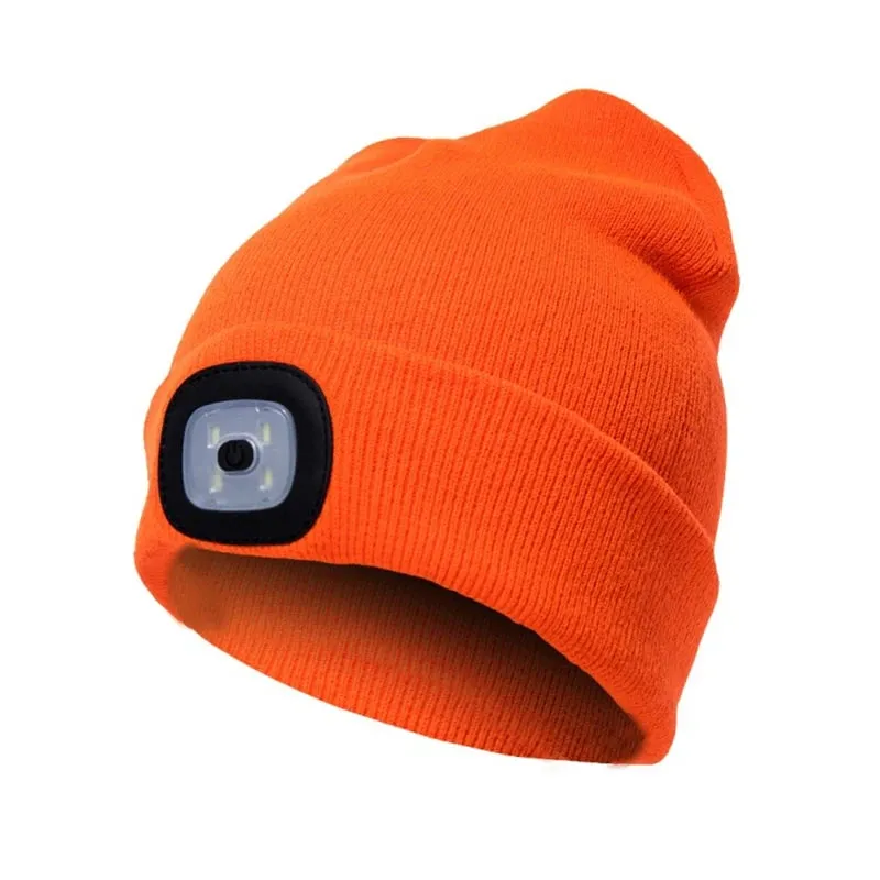 Unisex LED Beanie Hat with Light Gift for Men and Women With battery Winter Knit Lighted Headlight Hats Portable Headlamp Torch