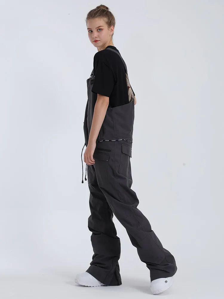 Women's Dark Grey Overalls Snowboard Ski Bibs Pants