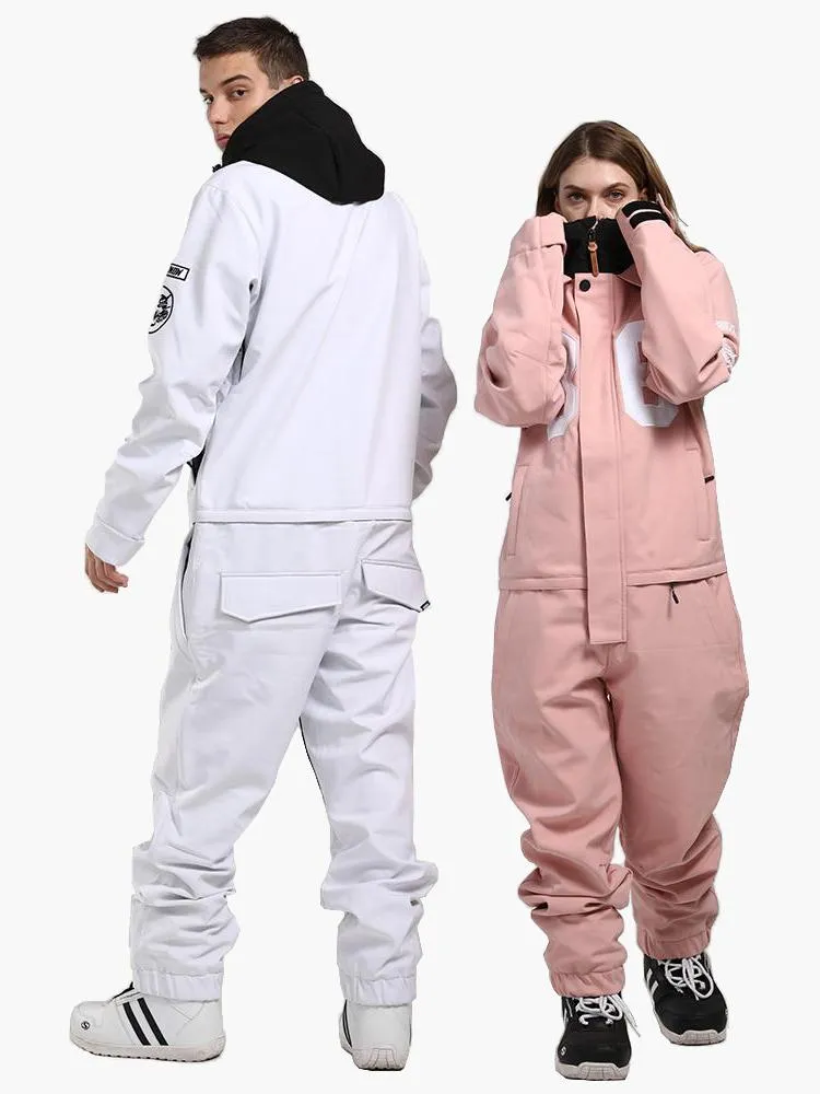 Women's Fashion Winter Waterproof Pink One Piece Snowboard Suits